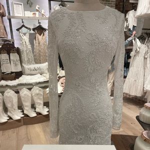 Altar’d State White lace long sleeve bridal wedding short dress